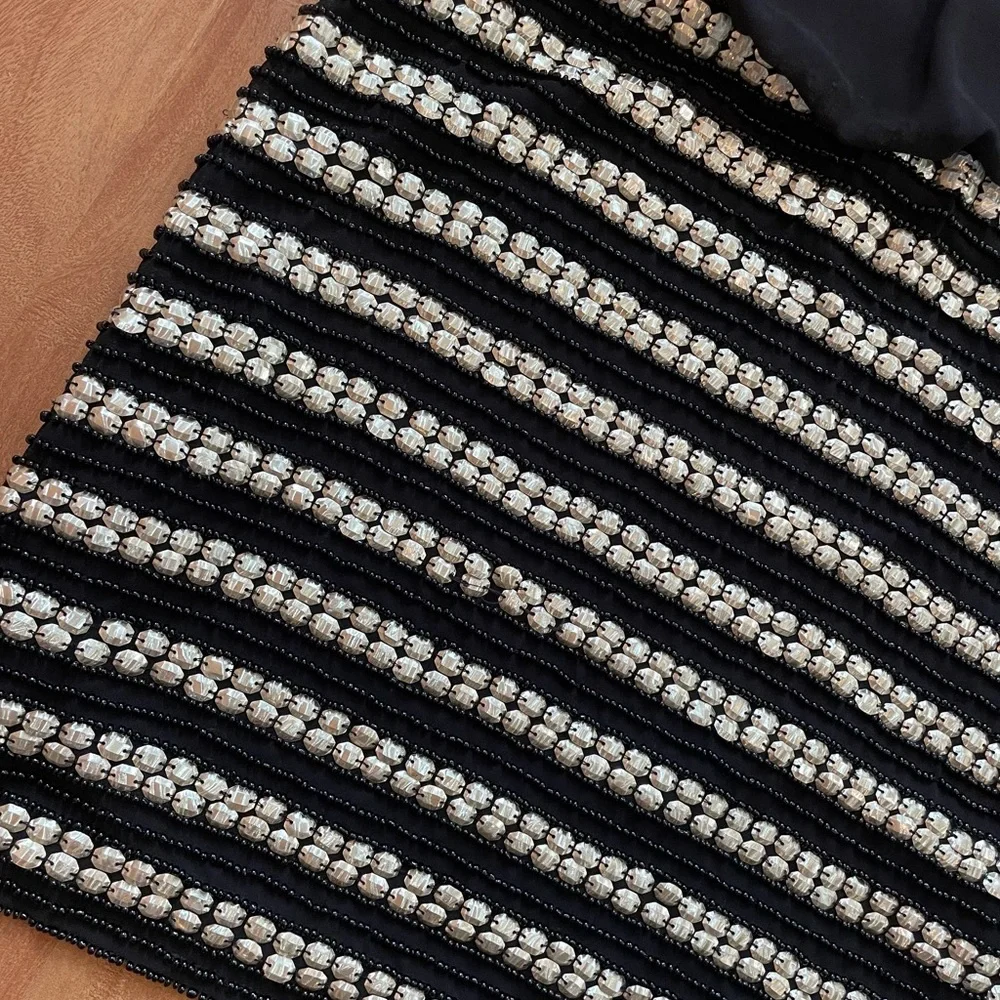 y2k Black & Silver Coin Embellished 'Bebe' Sleeveless Mini Club Dress - Picture 7 of 11